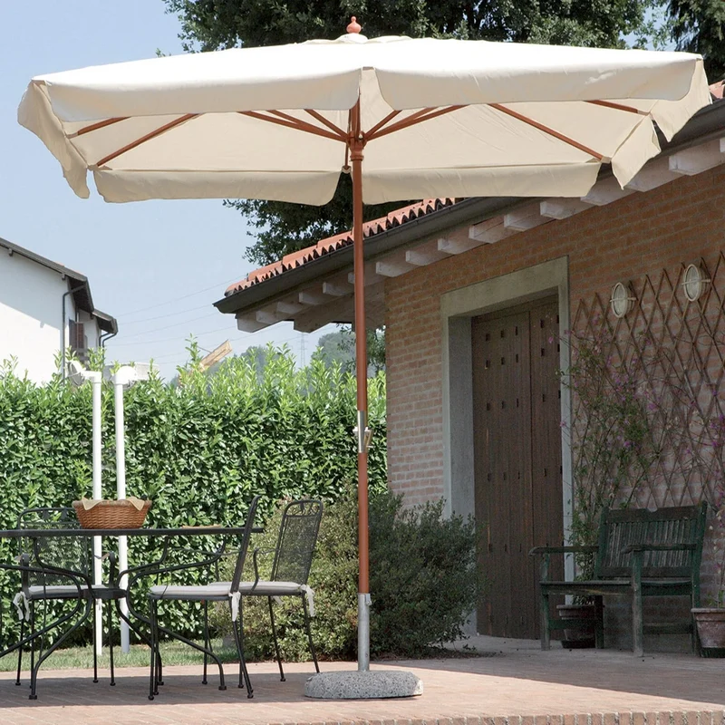 Ombrellone da Giardino 2x3 m Palo Ø38 mm in Legno Bauer Island Ecrù Seconda Scelta
