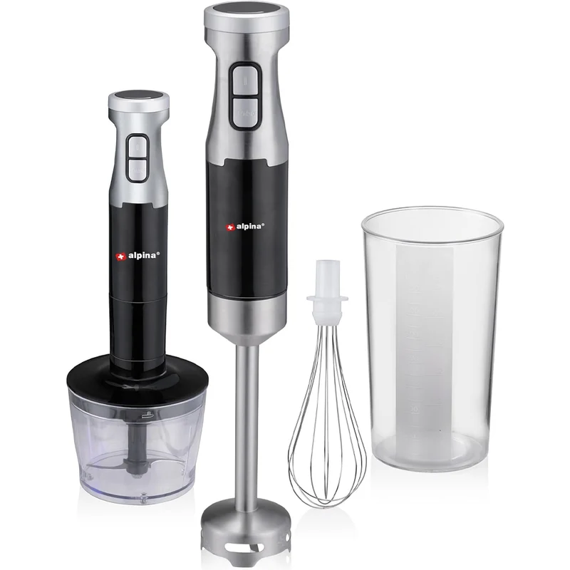 Frullatore a Immersione con Tritatutto 1000W Mixer Misurino e Frusta 2 Velocità Nero