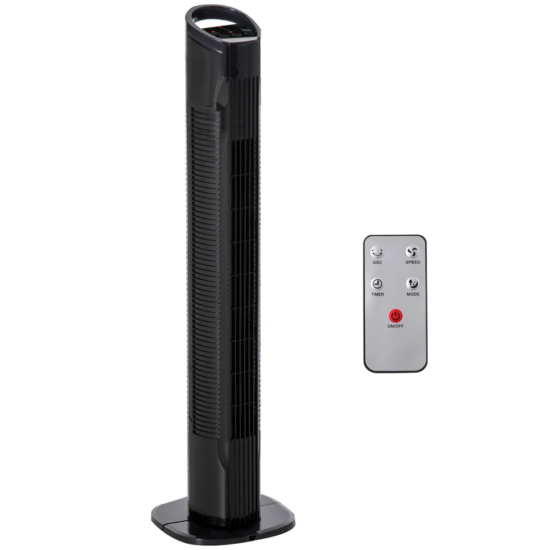Ventilatore a Torre da Terra 3 Funzioni e 3 Velocità con Telecomando Oscillante 70° Nero