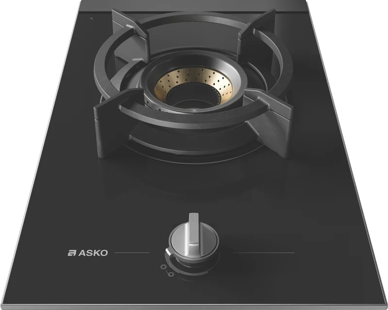 ASKO 33cm 1 Burner Gas on Glass Volcano Cooktop - Black