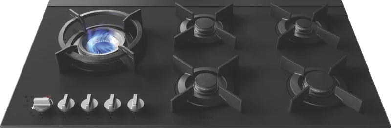 ASKO 90cm 5 Burner Gas on Glass Volcano Cooktop - Matte Black