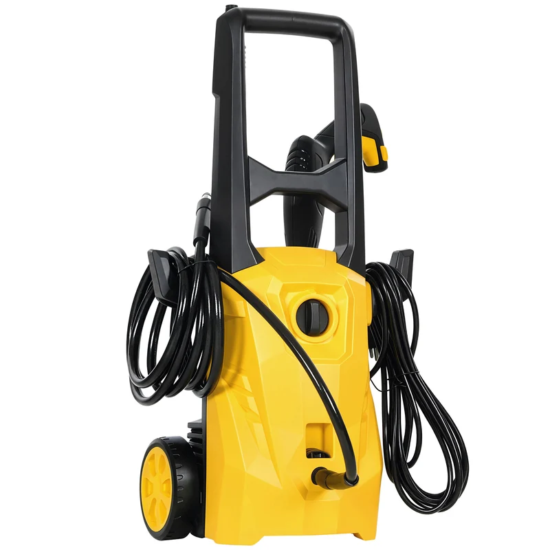 Idropulitrice Elettrica 1600W Portatile con Ugello Regolabile e Ruote Giallo