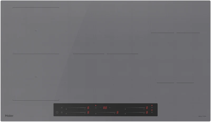 Haier 500 Series 90cm Induction Cooktop, 5 Zone Flexi Zone, Grey Glass