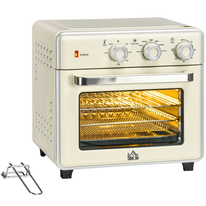Mini Forno Elettrico 20L Ventilato 1400W con Aria Calda e Accessori Crema