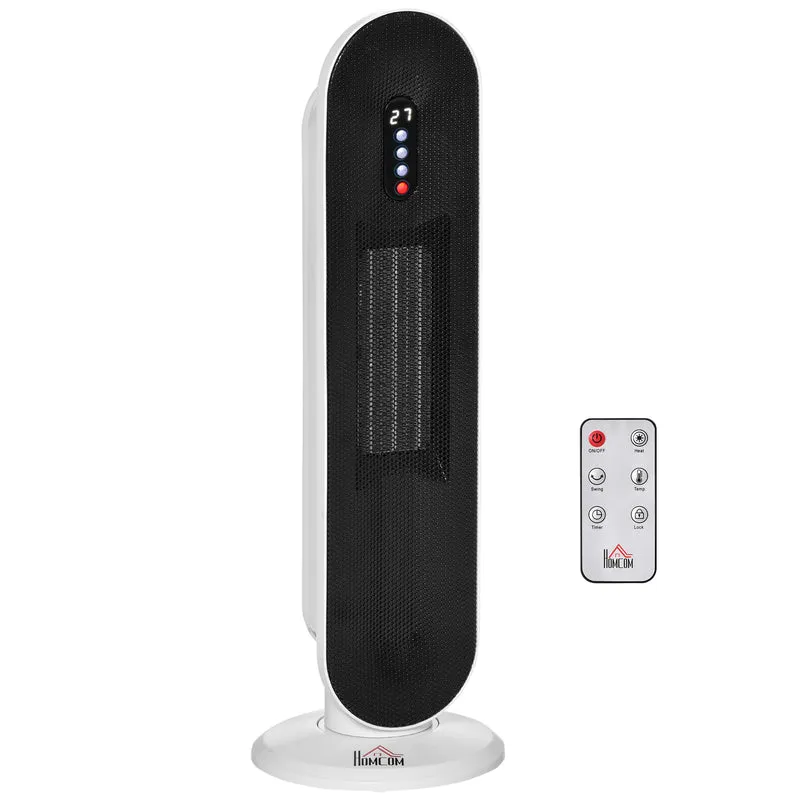 Stufa Elettrica Oscillante 21x21x63.5 cm con Telecomando Timer e 2 Modalità in PP PA e Metallo Bianco e Nero