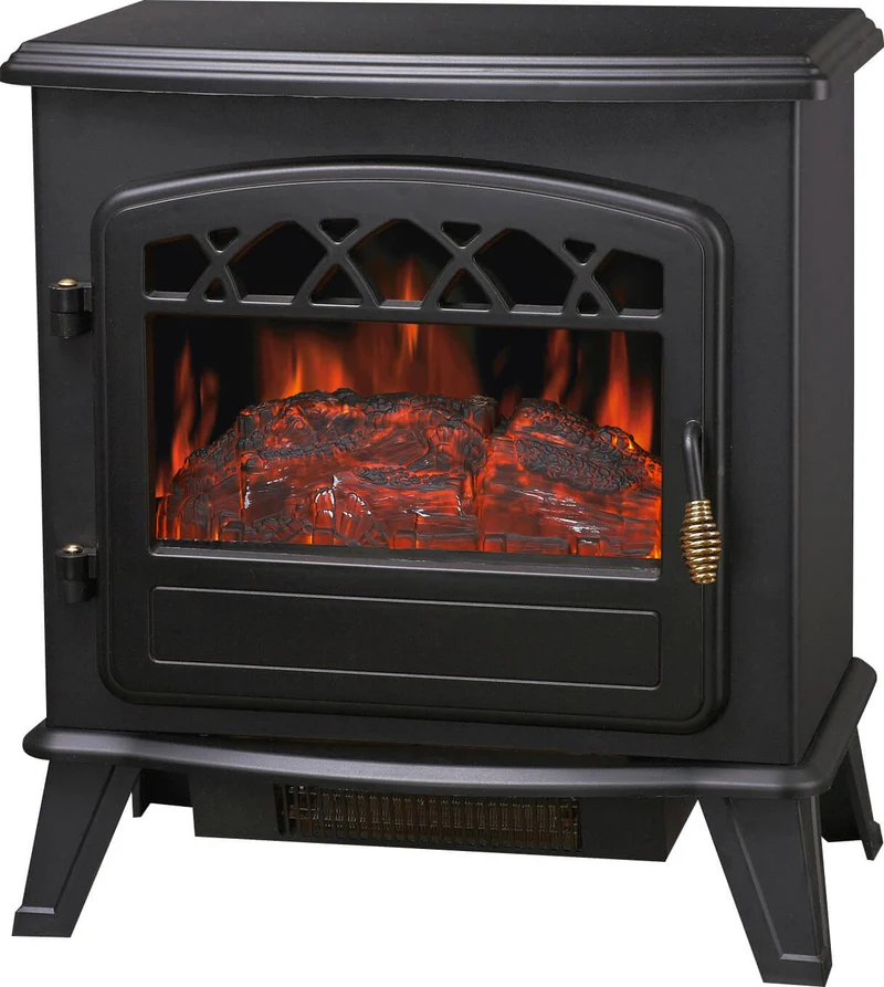 Stufa Elettrica da Pavimento Effetto Fiamma 1850W Vannini Ilona Nero