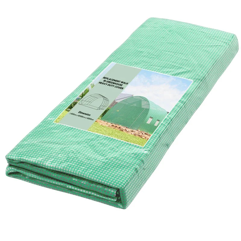 Telo per Serra 4x3x2 m con 8 Finestre Porta Avvolgibile e Bordi Interrati in PE Verde