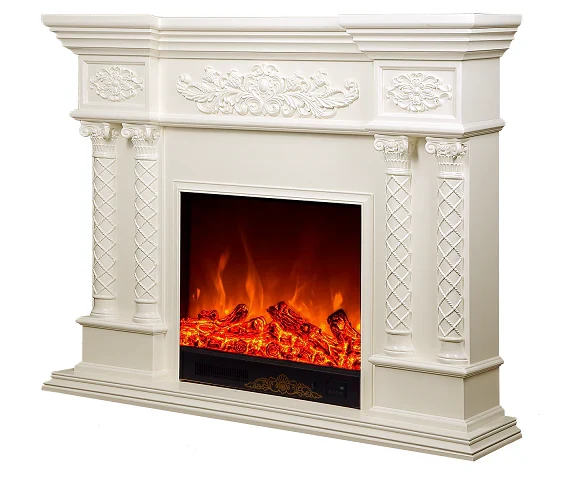 Camino Elettrico da Pavimento 126x180x38 cm Effetto Fiamma 1500W Montecarlo Marrone