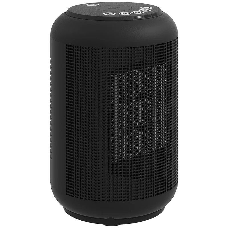 Riscaldatore Elettrico e Regolabile a 3 Modalità 14x14x21,5 cm con Timer 24h in PP e PA Ignifugo Nero