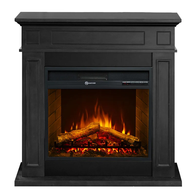 Camino Elettrico da Terra 89,5x90,5x28 cm Jefferson in Legno Nero