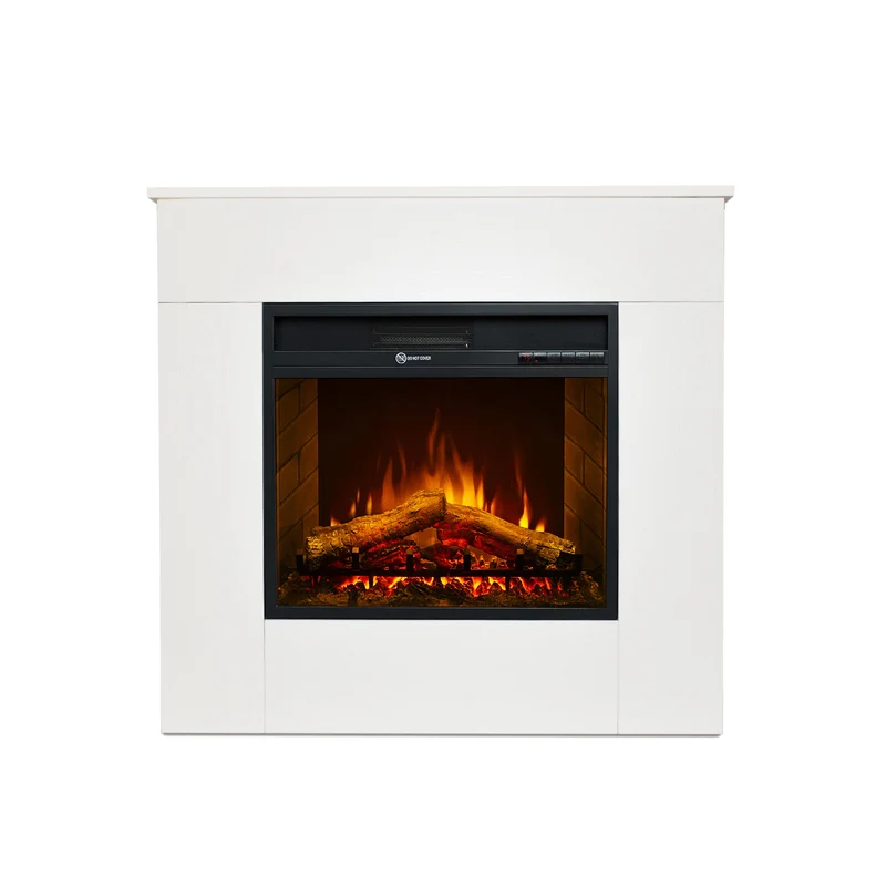 Camino Elettrico da Terra 96x36x90 cm Michelangelo in Legno Bianco