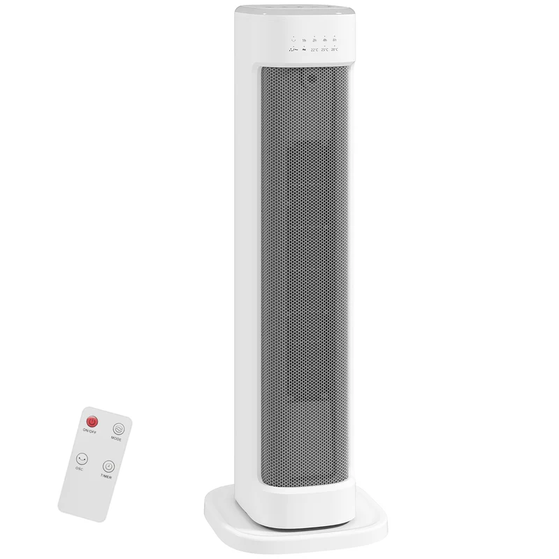 Termoventilatore Ceramico PTC 2000W con 3 Temperature Regolabili Timer e Telecomando Bianco