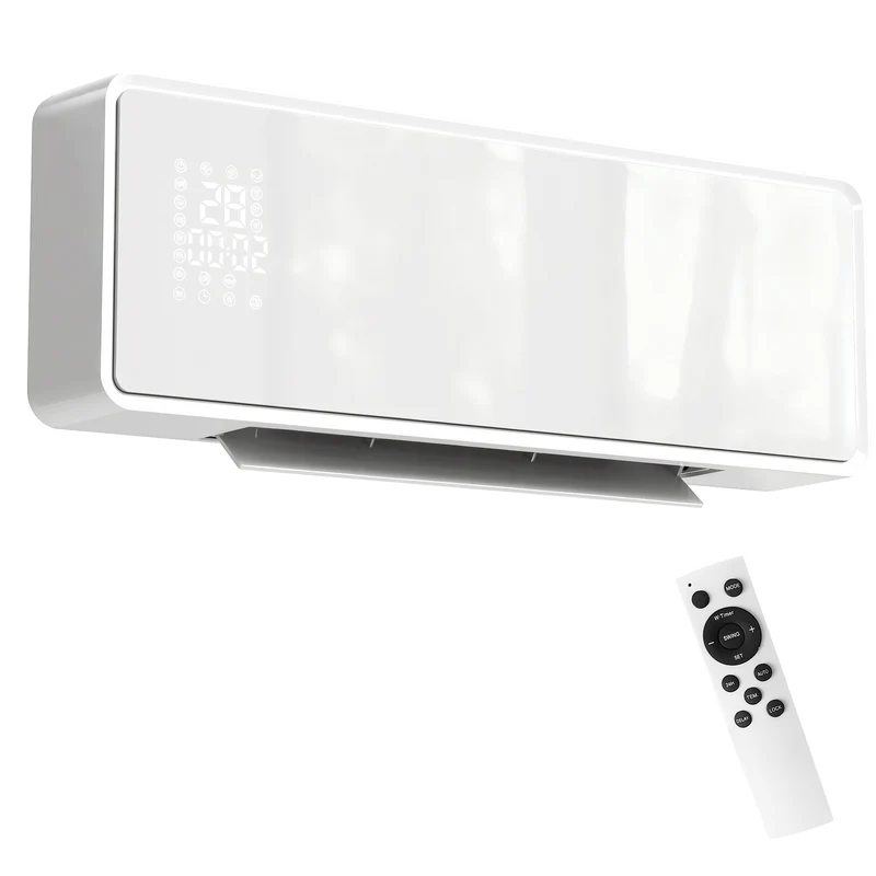 Stufa Ceramica 2000W a Parete con 3 Modalità Timer Telecomando e Blocco Bambini Bianco