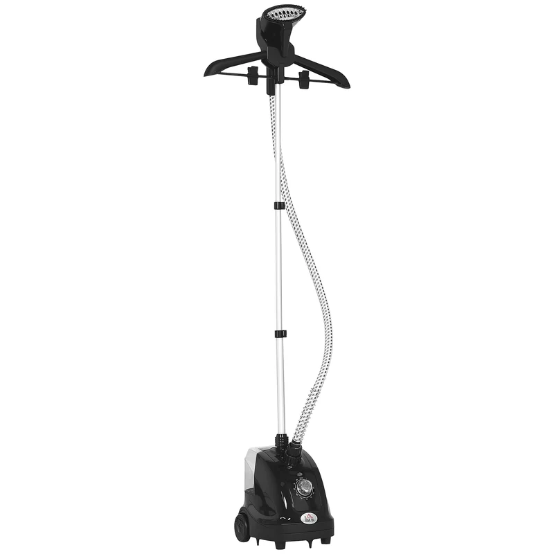 Stiratrice Verticale a Vapore da 1,4L con Asta Estendibile 41-110 cm e Ruote in ABS e PP Nero