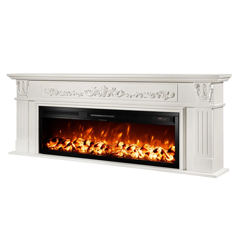Camino Elettrico da Pavimento 70x190x27 cm Effetto Fiamma 1500W Bella & Tanzania