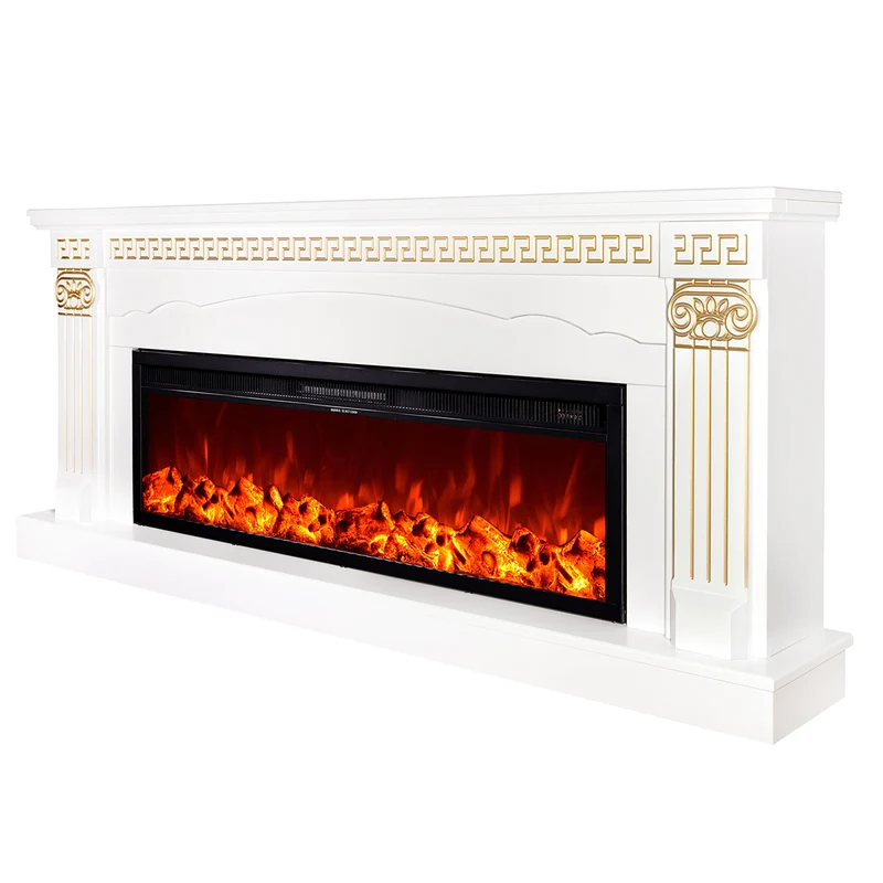 Camino Elettrico da Pavimento 82x190x30 cm Effetto Fiamma 1500W Calisto XL & Tanzania