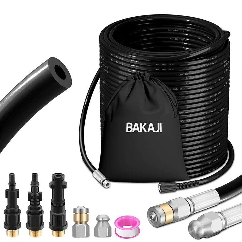 Sonda Stura e Spurga Tubi per Idropulitrice in PU e PE 30 Metri con Borsa Nero