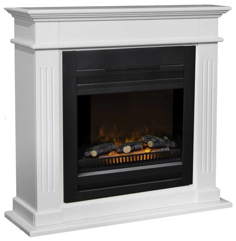 Camino Elettrico da Pavimento Effetto Fiamma 1800W Ruby Fires Elda Lucius Bianco Crema