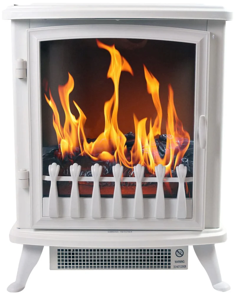 Camino Elettrico da Pavimento Effetto Fiamma 2000W CheminArte Fire Glass Nero