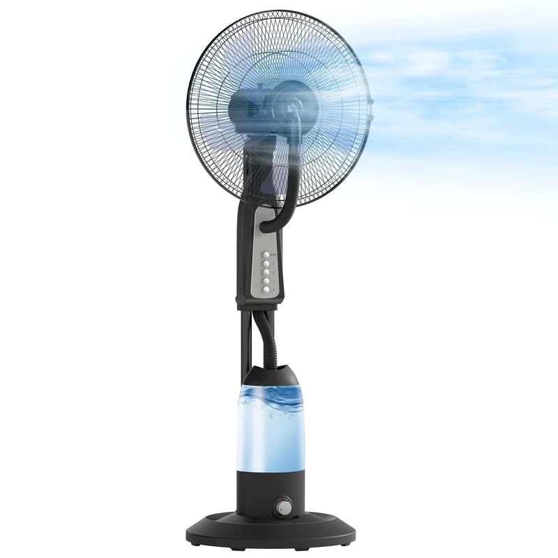 Ventilatore Nebulizzatore Regolabile a 3 Velocità con Oscillazione 75° in Metallo e Plastica Nero