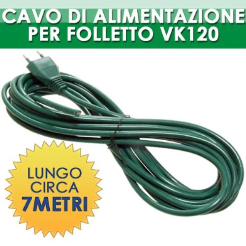 Cavo di Alimentazione per Folletto Vk120 Vk121 Vk122 7 Metri
