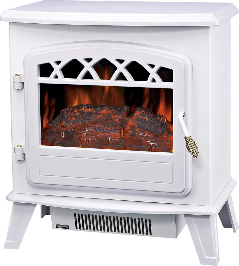Stufa Elettrica da Pavimento Effetto Fiamma 1850W Vannini Ilona Bianca