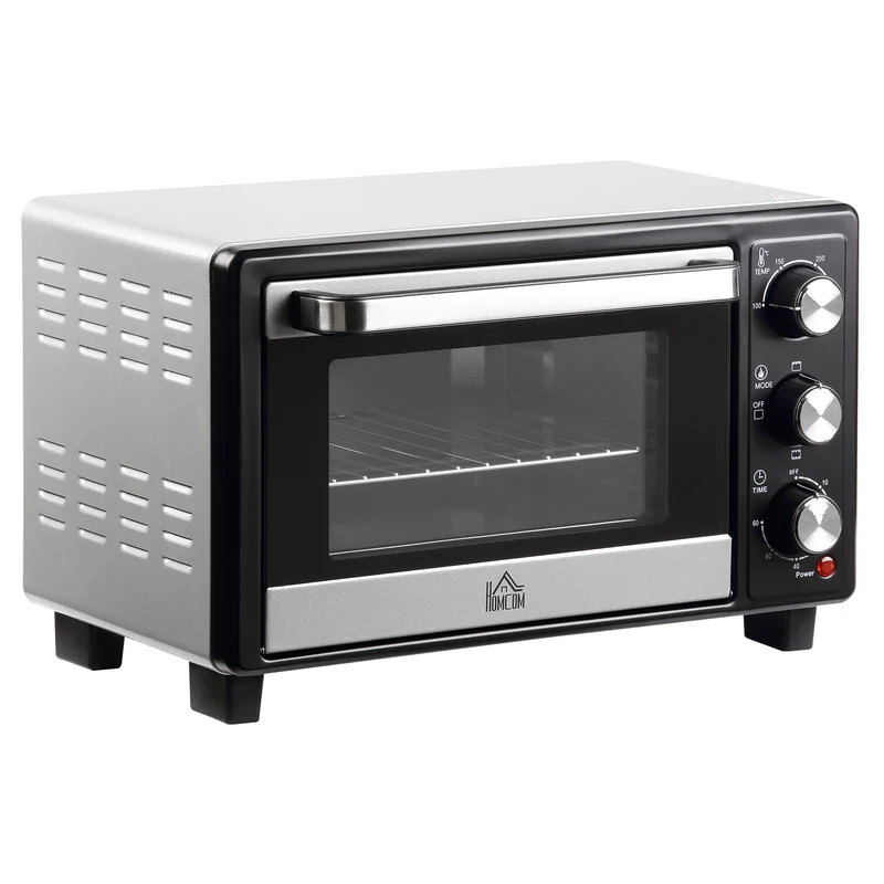 Fornetto Elettrico 1400W 16 Litri con Griglia e Teglia Argento e Nero