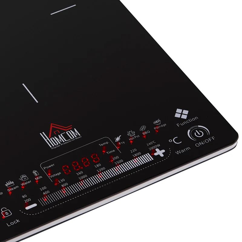 Piastra a Induzione Portatile 37x29x4,1 cm con Display LED Nera