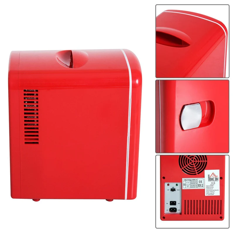Mini Frigorifero Multifunzionale Freddo Caldo 4L Rosso 28x20x30 cm