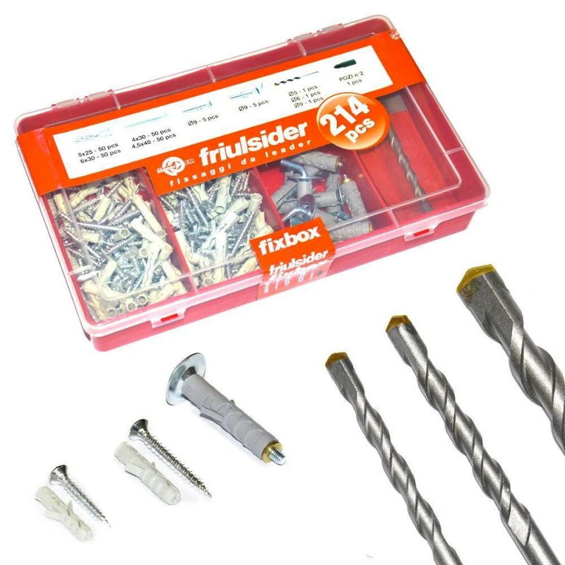 Set Punte + Tasselli Professionali 214 Pz con Box Porta Minuteria