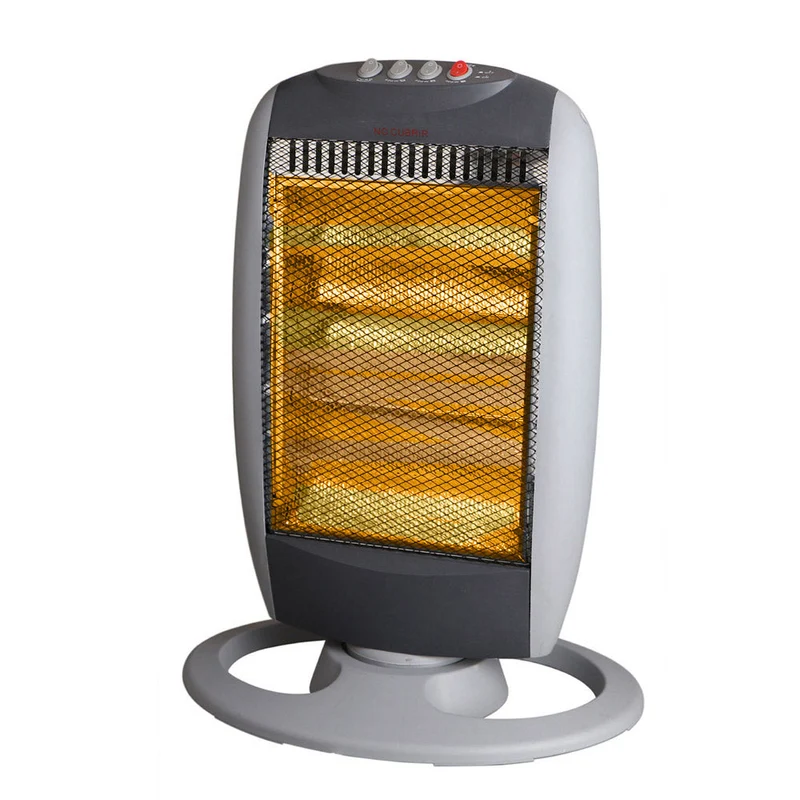 Stufa Alogena 1200W Oscillante 3 Elementi Grigia e Nera