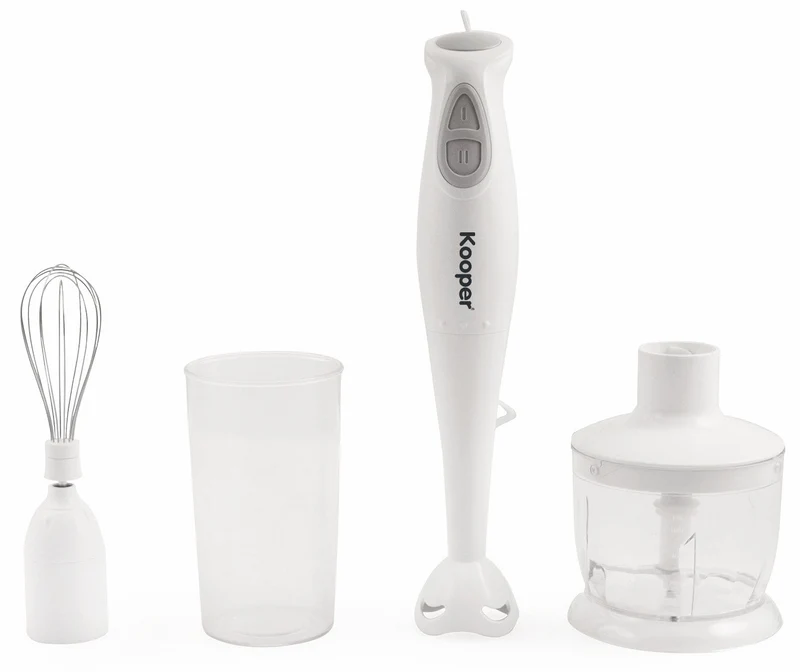 Frullatore ad Immersione Tritatutto 3 in 1 300W Kooper Frullatris Bianco