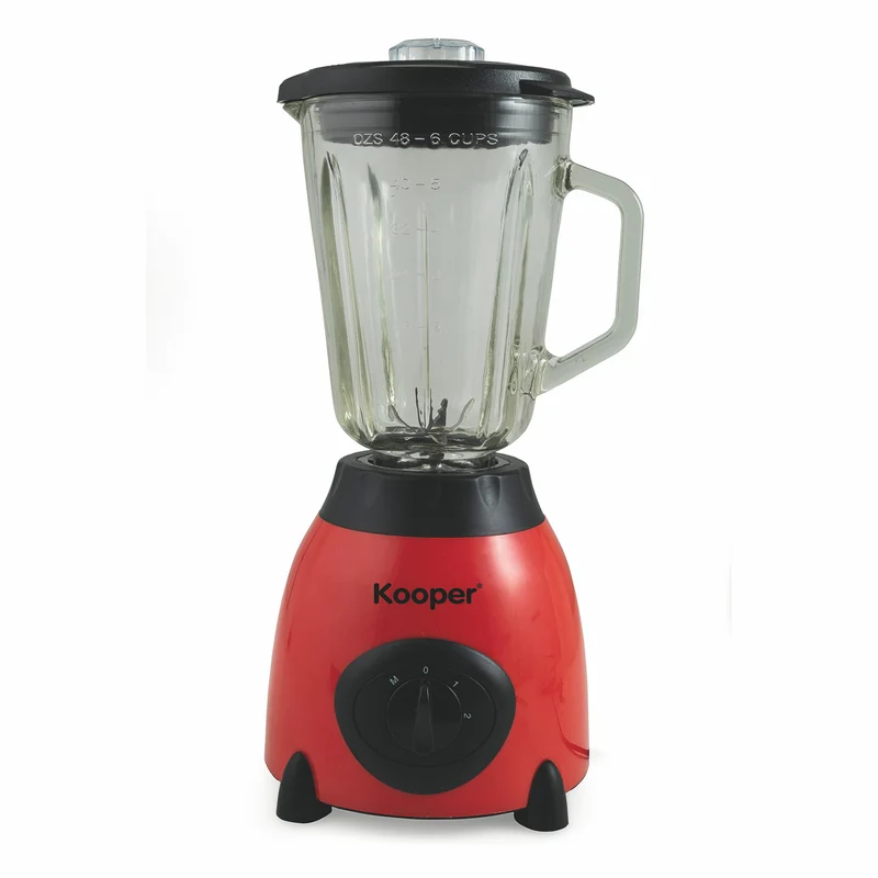Frullatore Elettrico 500W Bicchiere 1,5 Litri 2 Velocità Kooper Rosso